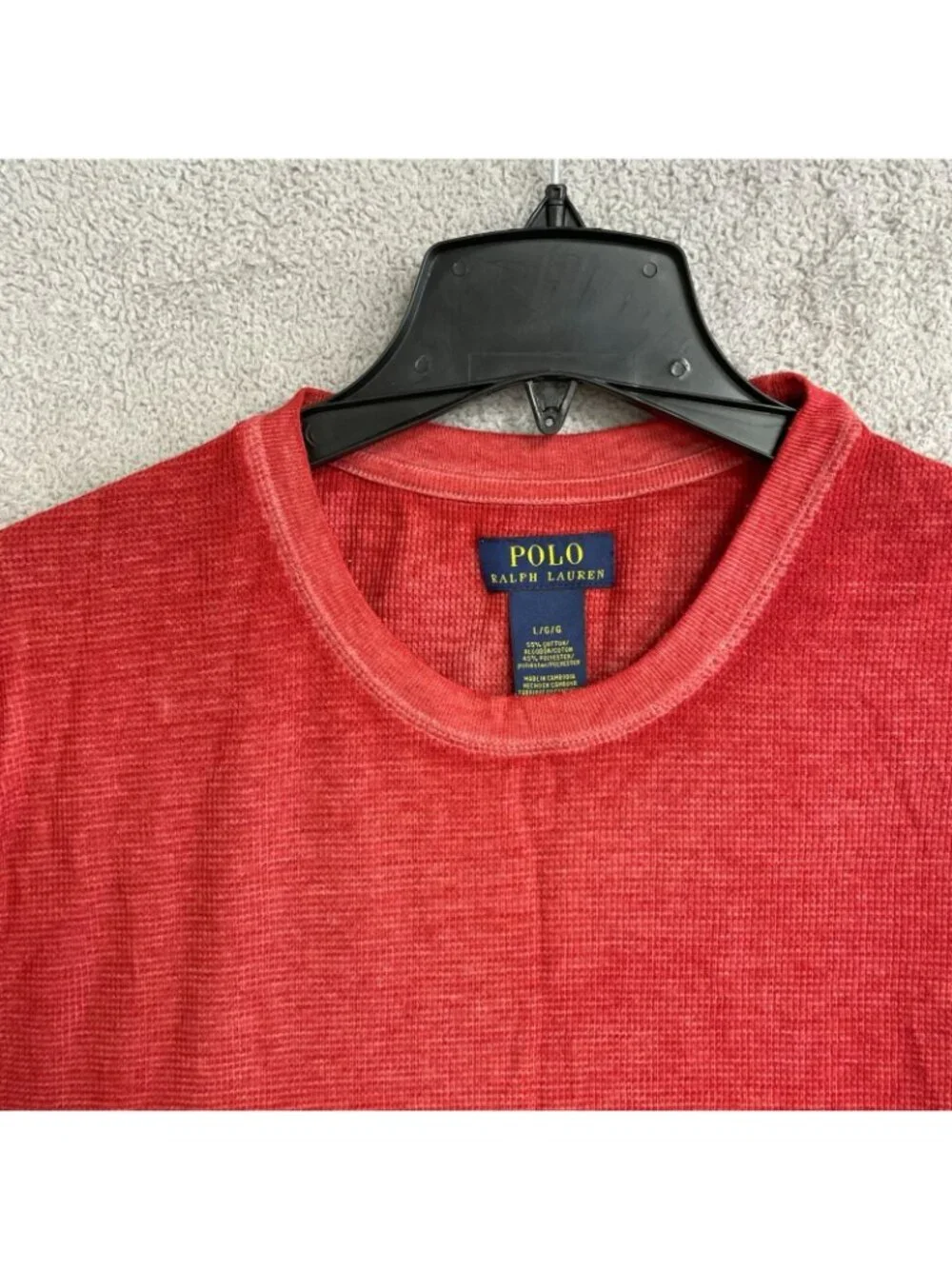 Polo Ralph Lauren Men's L Red Short-Sleeve Waffle T-Shirt P0434